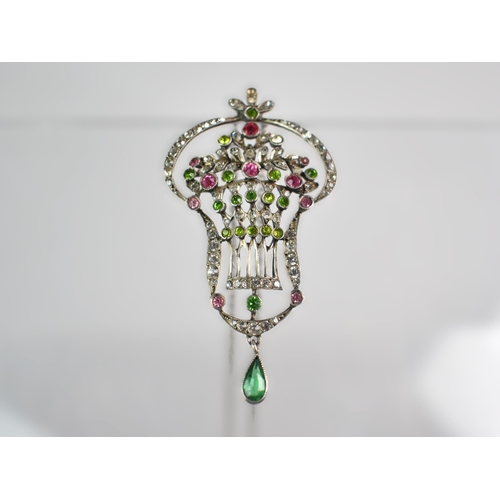 260 - An Early 20th Century French Belle Epoque/Giardinetto Pendant on Chain, Paste Stones in the Suffrage... 