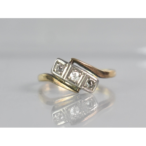 261 - An 18ct Gold and Diamond Trilogy Ring, Three Small Old Cut Diamonds, Centre Measuring 2.4mm Diameter... 