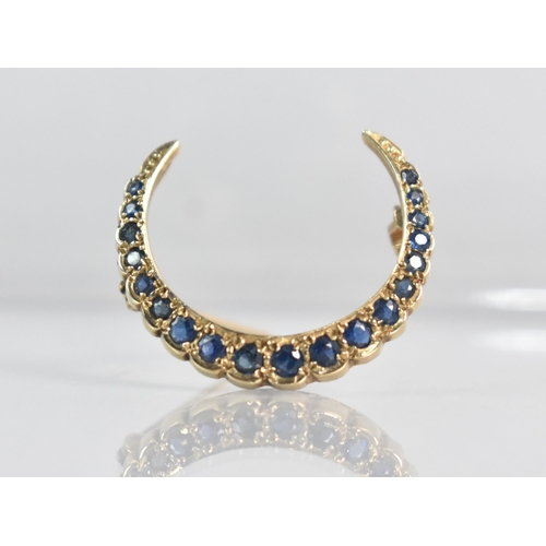 246 - A Sapphire and 9ct Gold Crescent Brooch Comprising Nineteen Graduated Mixed Round Cut Sapphires, Lar... 