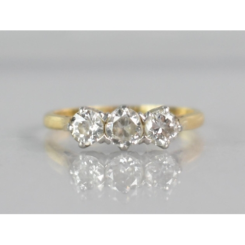 267 - An 18ct Gold, Platinum and Diamond Trilogy Ring, Centre Round Cut Stone Measuring 4.1mm Diameter Set... 