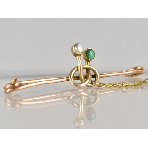 272 - A Late 19th /Early 20th Century Rose Gold, Seed Pearl and Turquoise Brooch of Knotted Tubular Form, ... 