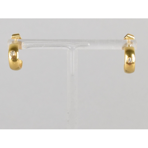 274 - A Pair of Gold Coloured Metal and Diamond Earrings of Hoop Form, Matched Old Mine Cut Diamonds in a ... 