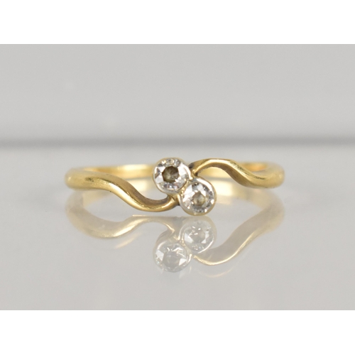 275 - An 18ct Gold and Diamond Moi Et Toi Ring, Two Old Round Cut Stones Measuring 1.5mm Approx in Collet ... 