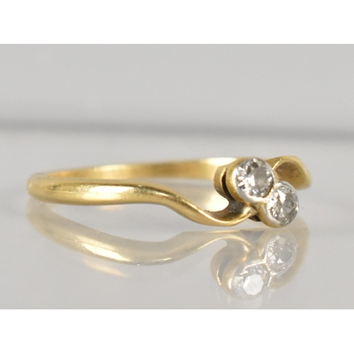 275 - An 18ct Gold and Diamond Moi Et Toi Ring, Two Old Round Cut Stones Measuring 1.5mm Approx in Collet ... 