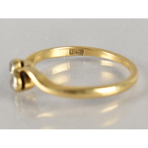 275 - An 18ct Gold and Diamond Moi Et Toi Ring, Two Old Round Cut Stones Measuring 1.5mm Approx in Collet ... 