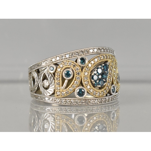 276 - A Diamond Cocktail Ring, Eleven Fancy Blue Round Brilliant Cut Diamonds of Various Sizes Set in Whit... 