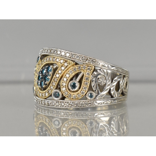 276 - A Diamond Cocktail Ring, Eleven Fancy Blue Round Brilliant Cut Diamonds of Various Sizes Set in Whit... 