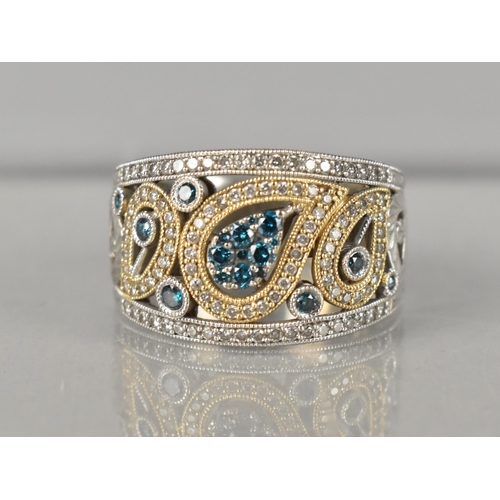 276 - A Diamond Cocktail Ring, Eleven Fancy Blue Round Brilliant Cut Diamonds of Various Sizes Set in Whit... 