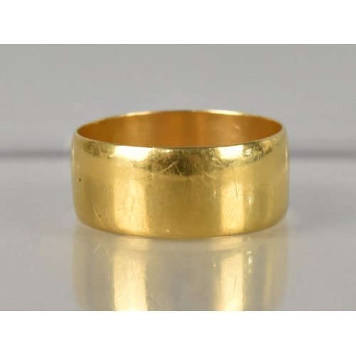 298 - An 18ct Gold Wedding Band, Plain Wide Polished Band Stamped Internally for London 1919, and Makers M... 