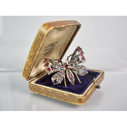 245 - A 19th Century Gem Set Butterfly Brooch comprising Rose Cut Diamonds with Round and Mixed Cut Rubies... 