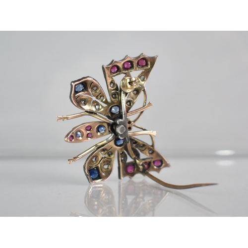 245 - A 19th Century Gem Set Butterfly Brooch comprising Rose Cut Diamonds with Round and Mixed Cut Rubies... 