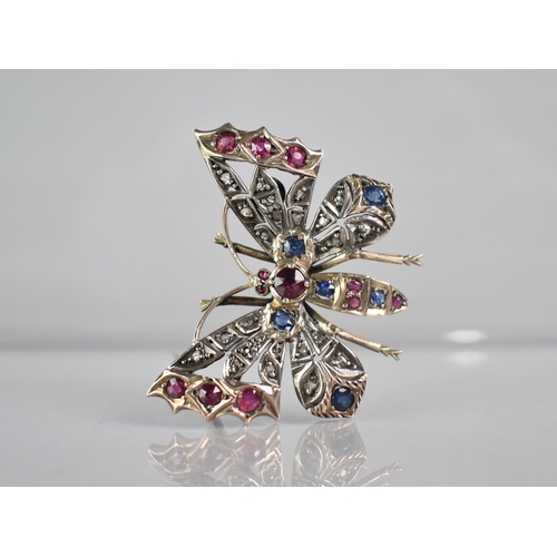 245 - A 19th Century Gem Set Butterfly Brooch comprising Rose Cut Diamonds with Round and Mixed Cut Rubies... 