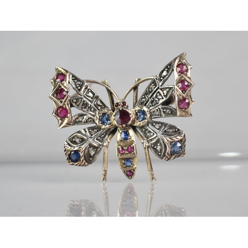 245 - A 19th Century Gem Set Butterfly Brooch comprising Rose Cut Diamonds with Round and Mixed Cut Rubies... 