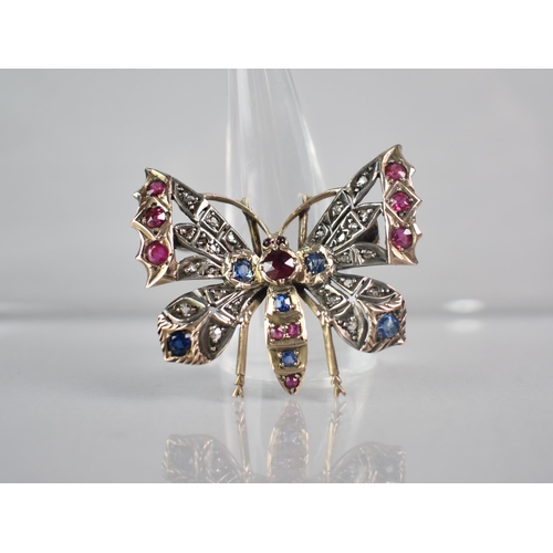 245 - A 19th Century Gem Set Butterfly Brooch comprising Rose Cut Diamonds with Round and Mixed Cut Rubies... 