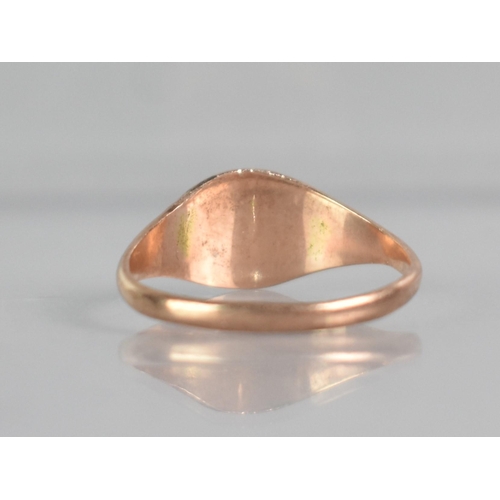 299 - A 9ct Rose Gold Signet Ring, Circular Head Measuring 9mm Diameter to Engraved Tapered Shoulders, Sta... 