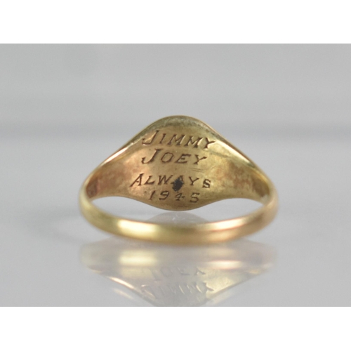 300 - A 9ct Gold Signet Ring, Oval Head Engraved with Initials but Rubbed, Tapered Shoulders to a Plain Po... 