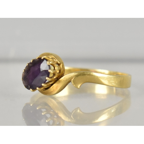 280 - An 18ct Gold and Amethyst Ladies Dress Ring, Oval Cut Stone Measuring 6.8mm by 5.0mm Supported in Th... 