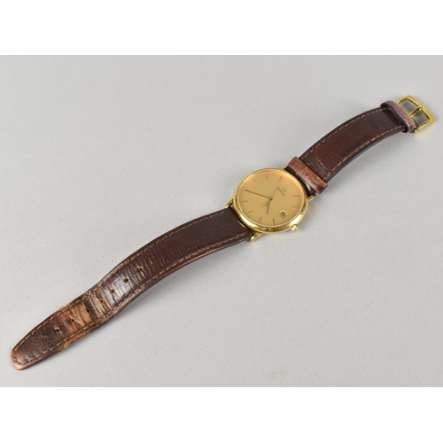 238 - A Vintage Omega De Ville Quartz Wristwatch, Gold Face with Baton Hour Indicators and Hands, Date Ape... 