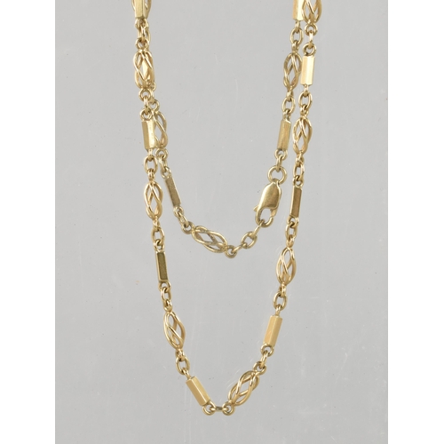 301 - A 9ct Gold Fancy Link Necklace, Baton and Twisted Links, 14.5gms, Stamped 375 to Lobster Clasp, 46cm... 