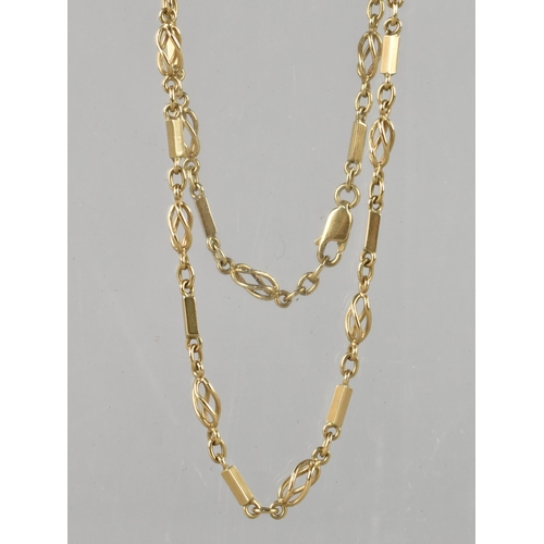 301 - A 9ct Gold Fancy Link Necklace, Baton and Twisted Links, 14.5gms, Stamped 375 to Lobster Clasp, 46cm... 