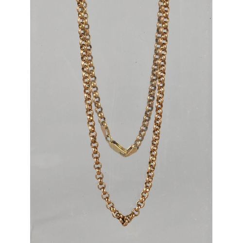 302 - A 9ct Gold Belcher Link Necklace, 22.7gms, Stamped 375 to Lobster Clasp, 63cms Long Approx