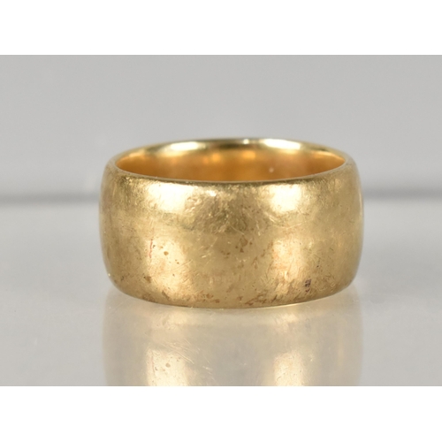 262 - A Wide and Heavy 9ct Gold D Shape Wedding Band, 13.8gms, 11.2mm Wide, Birmingham Hallmark, Obscured,... 