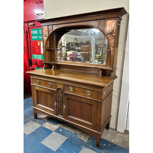 232 - A Late 19th/Early 20th Century Arts and Crafts Mirror Backed Sideboard with Two Drawers Over Cupboar... 