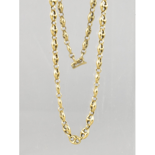 304 - A Continental Gold Metal Mariner Link Necklace, Stamped for 18ct to Clasp Hoop, Each Link 7.3mm Wide... 