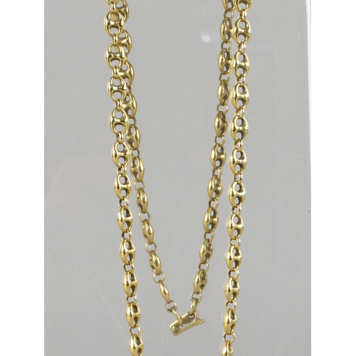 304 - A Continental Gold Metal Mariner Link Necklace, Stamped for 18ct to Clasp Hoop, Each Link 7.3mm Wide... 