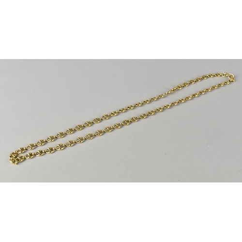 304 - A Continental Gold Metal Mariner Link Necklace, Stamped for 18ct to Clasp Hoop, Each Link 7.3mm Wide... 