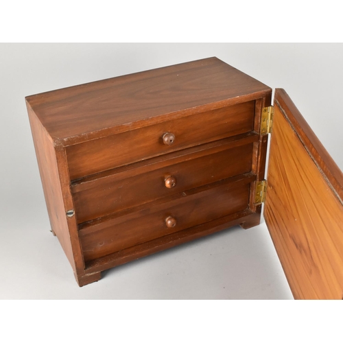 10 - A 20th Century Table Top Three Drawer Collectors Cabinet with Tiled Hinged Front Panel, 35.5cms Wide