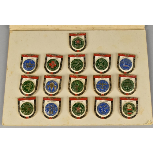 13 - A Set of Sixteen Russian Enamelled Shields Commemorating 