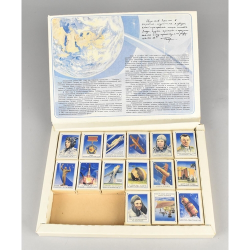 14 - A Vintage Russian Box Containing 15 Matchboxes Commemorating 25 Years of The World's First Human Fli... 