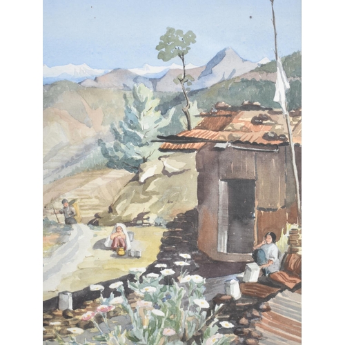 146 - A Framed Watercolour Depicting North Indian Village Scene Signed JE Dinwiddie, 21x31cms