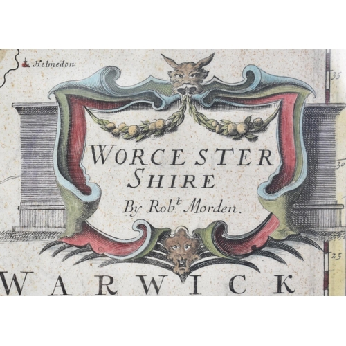 159 - A Hand Coloured Robert Morden Map of Worcestershire, Inscribed Sold By Abel Swale, Awnsham and John ... 