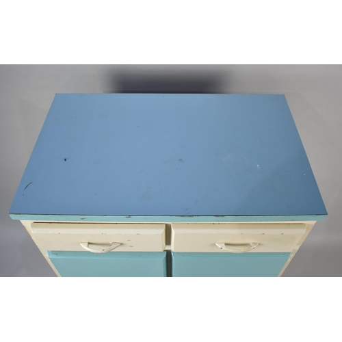 172 - A Vintage Kitchen Cabinet with Formica Top and Two Drawers over Cupboard Base, 69cms Wide