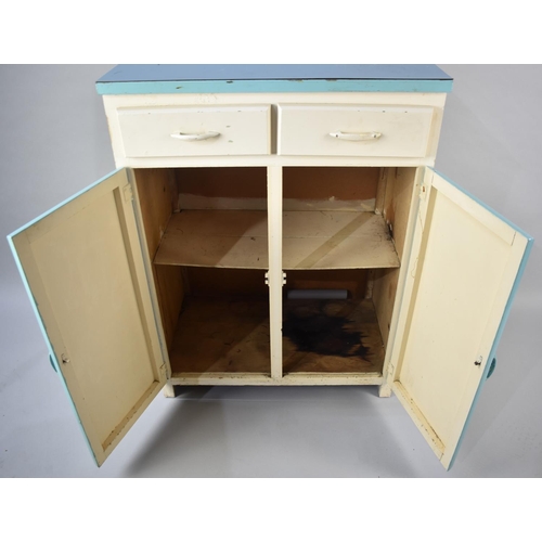 172 - A Vintage Kitchen Cabinet with Formica Top and Two Drawers over Cupboard Base, 69cms Wide