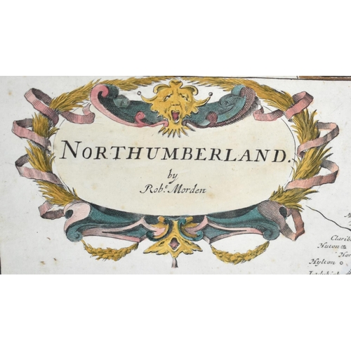 173 - A Framed and Coloured Robert Morden Map of Northumberland, Inscribed Sold By Abel Swale Awnsham and ... 