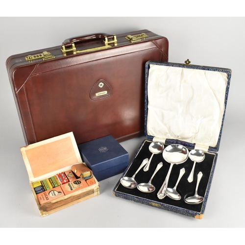 181 - A Modern Samsonite Leather Combination Lock Briefcase Containing Vintage Automobile Light Bulbs, Ste... 