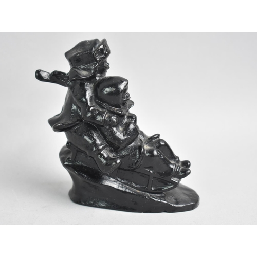 25 - A Vintage Russian Cast Iron Figure Group of Children Tobogganing, Dated 1980, 9.5cms High