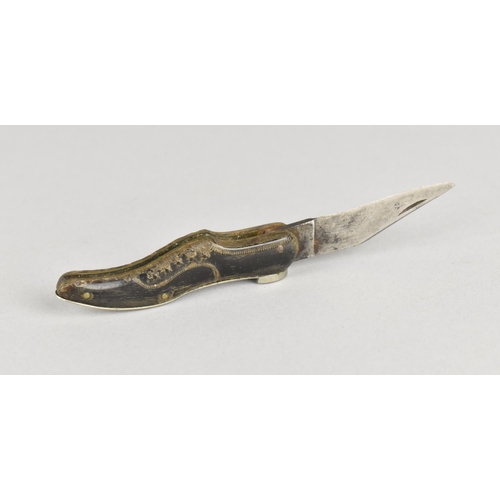 38 - A Late 19th/Early 20th Century Novelty Single Blade Pocket Knife in the Form of a Shoe, 7cms Long Wh... 