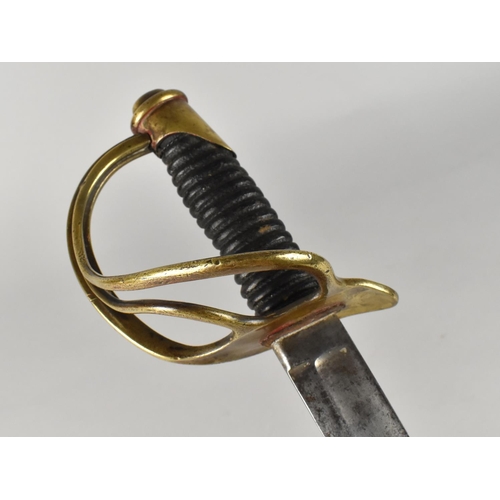 45 - A French 1822 Pattern Light Cavalry Sword with Curved Single Edged Blade, Brass Guard with Three Sid... 