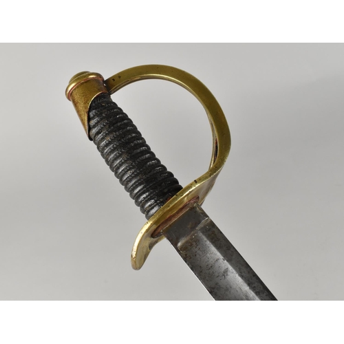 45 - A French 1822 Pattern Light Cavalry Sword with Curved Single Edged Blade, Brass Guard with Three Sid... 