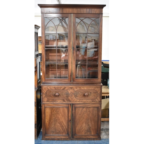 495 - A 19th Century Mahogany Secretaire Bookcase, The Fitted Drawer with Pull Down Front over Cupboard Ba... 