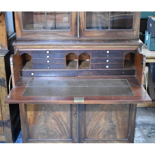 495 - A 19th Century Mahogany Secretaire Bookcase, The Fitted Drawer with Pull Down Front over Cupboard Ba... 