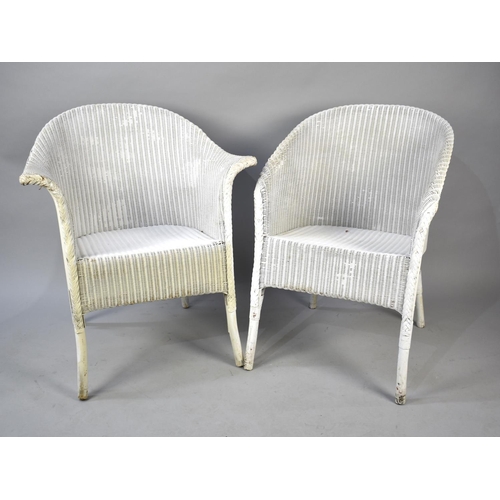 505 - Two White Painted Lloyd Loom Tub Armchairs