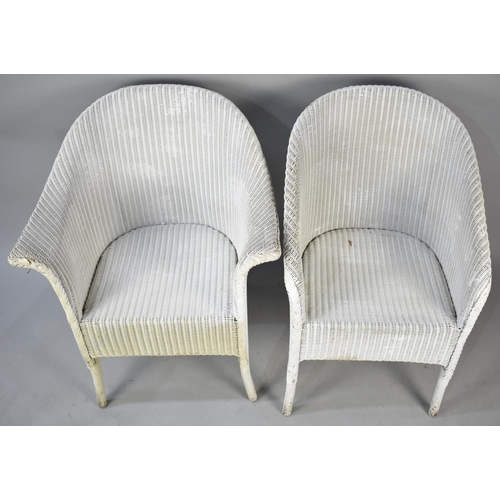 505 - Two White Painted Lloyd Loom Tub Armchairs