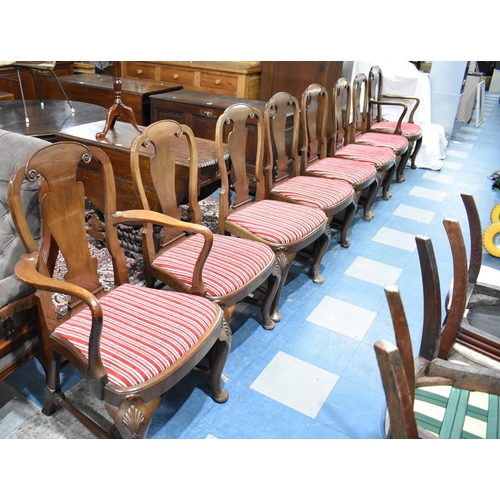 506 - A Set of Eight Late 19th/Early 20th Century Mahogany Dining Chairs with Queen Anne Style Backs and C... 