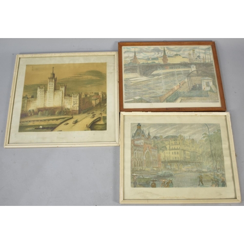 510 - Three Framed Russian Prints, Moscow, 45x32cms