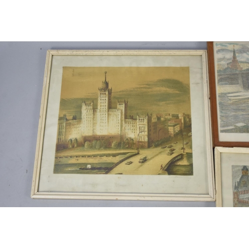 510 - Three Framed Russian Prints, Moscow, 45x32cms